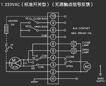 220VAC標準開關(guān)型<a href='http://m.anhbs.cn/Product/diefa/diandongdiefa/' target='_blank'>電動<a href='http://m.anhbs.cn/Product/diefa/' target='_blank'>蝶閥</a></a>接線圖